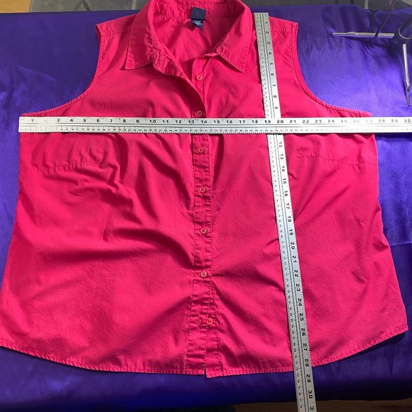 📌Basic Editions Hot Pink Sleeveless Blouse - Picture 4 of 8